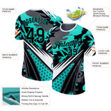Custom Black Gray-Ice Blue Bowling Abstract Performance T-Shirt