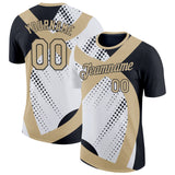 Custom White Vegas Gold-Black Bowling Polka Dot Performance T-Shirt