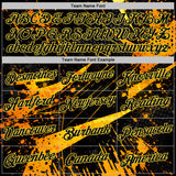 Custom Black-Yellow Bowling Splash Ink Performance T-Shirt