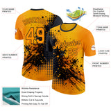 Custom Yellow Orange-Black Bowling Splash Ink Performance T-Shirt