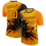 Custom Yellow Orange-Black Bowling Splash Ink Performance T-Shirt