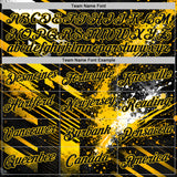 Custom Black-Yellow Bowling Splash Ink Performance T-Shirt