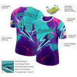 Custom Purple Aqua-Black Bowling Liquid Performance T-Shirt