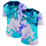 Custom Purple Lakes Blue-Black Bowling Liquid Performance T-Shirt