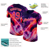 Custom Purple Red-White Bowling Lightning Performance T-Shirt