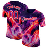 Custom Purple Red-White Bowling Lightning Performance T-Shirt