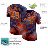 Custom Black Orange-Blue Bowling Liquid Performance T-Shirt