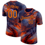 Custom Black Orange-Blue Bowling Liquid Performance T-Shirt