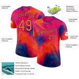 Custom Orange-Blue Bowling Smoke Performance T-Shirt