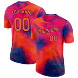 Custom Orange-Blue Bowling Smoke Performance T-Shirt