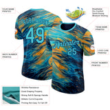 Custom Blue Lakes Blue Yellow-Navy Bowling Liquid Performance T-Shirt