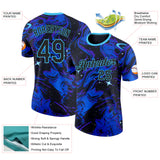 Custom Purple Black Blue-Lakes Blue Bowling Liquid Performance T-Shirt