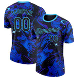 Custom Purple Black Blue-Lakes Blue Bowling Liquid Performance T-Shirt