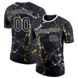 Custom Black Yellow-White Bowling Lightning Performance T-Shirt