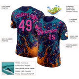 Custom Purple Red Aqua-Orange Bowling Star Performance T-Shirt
