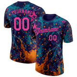 Custom Purple Red Aqua-Orange Bowling Star Performance T-Shirt