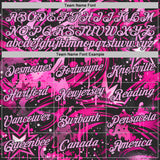 Custom Black Light Pink-Deep Pink Bowling Graffiti Splash Performance T-Shirt