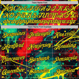 Custom Black Yellow Green-Red Bowling Splash Ink Performance T-Shirt