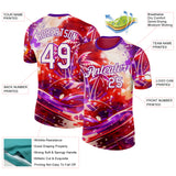 Custom Red White-Purple Bowling Hawaii Performance T-Shirt