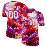 Custom Red White-Purple Bowling Hawaii Performance T-Shirt