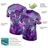 Custom Purple-White Bowling Splash Ink Performance T-Shirt