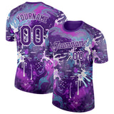 Custom Purple-White Bowling Splash Ink Performance T-Shirt