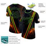 Custom Black Orange-Green Bowling Splash Ink Performance T-Shirt