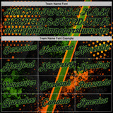 Custom Black Orange-Green Bowling Splash Ink Performance T-Shirt