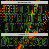 Custom Black Orange-Green Bowling Splash Ink Performance T-Shirt