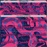 Custom Navy Hot Pink-Blue Bowling Liquid Performance T-Shirt