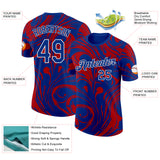 Custom Royal Red-White Bowling Liquid Performance T-Shirt