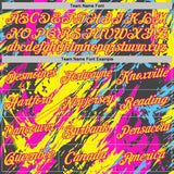 Custom Yellow Hot Pink-Blue Bowling Graffiti Performance T-Shirt
