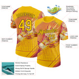 Custom Yellow-Black Speed Badminton Performance T-Shirt