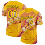 Custom Yellow-Black Speed Badminton Performance T-Shirt