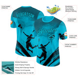 Custom Lakes Blue-Black Badminton Performance T-Shirt