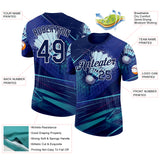 Custom Navy Shadow Blue-White Speed Badminton Performance T-Shirt