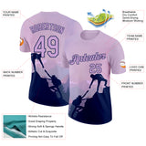 Custom Light Purple-Navy Mountain Climbing Performance T-Shirt