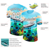 Custom Blue White-Black Paddleboard Performance T-Shirt