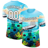 Custom Blue White-Black Paddleboard Performance T-Shirt