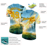 Custom Blue Gold-Black Disc Golf Performance T-Shirt