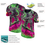 Custom Pink Black Green-White Skateboard Gothic Performance T-Shirt