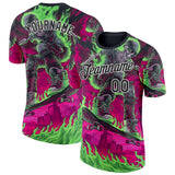 Custom Pink Black Green-White Skateboard Gothic Performance T-Shirt