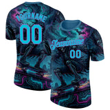 Custom Blue Lakes Blue-Medium Purple Skateboard Gothic Performance T-Shirt