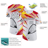 Custom White Red Yellow-Black Paddleboard Performance T-Shirt