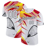 Custom White Red Yellow-Black Paddleboard Performance T-Shirt