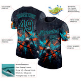 Custom Black-Blue Racquetball Splash Ink Performance T-Shirt