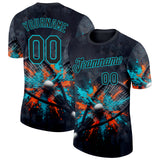 Custom Black-Blue Racquetball Splash Ink Performance T-Shirt