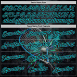 Custom Black-Blue Racquetball Splash Ink Performance T-Shirt