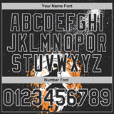 Custom Black Orange-White Handball Grunge Performance T-Shirt