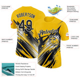 Custom Yellow Black-White Handball Performance T-Shirt